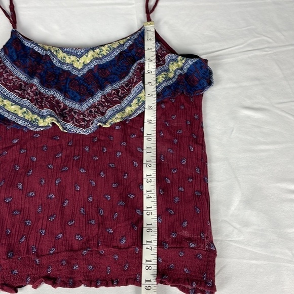 MAURICES Spaghetti Strap Blouse 100% Rayon Burgundy and Navy Blue Pattern - Picture 7 of 9